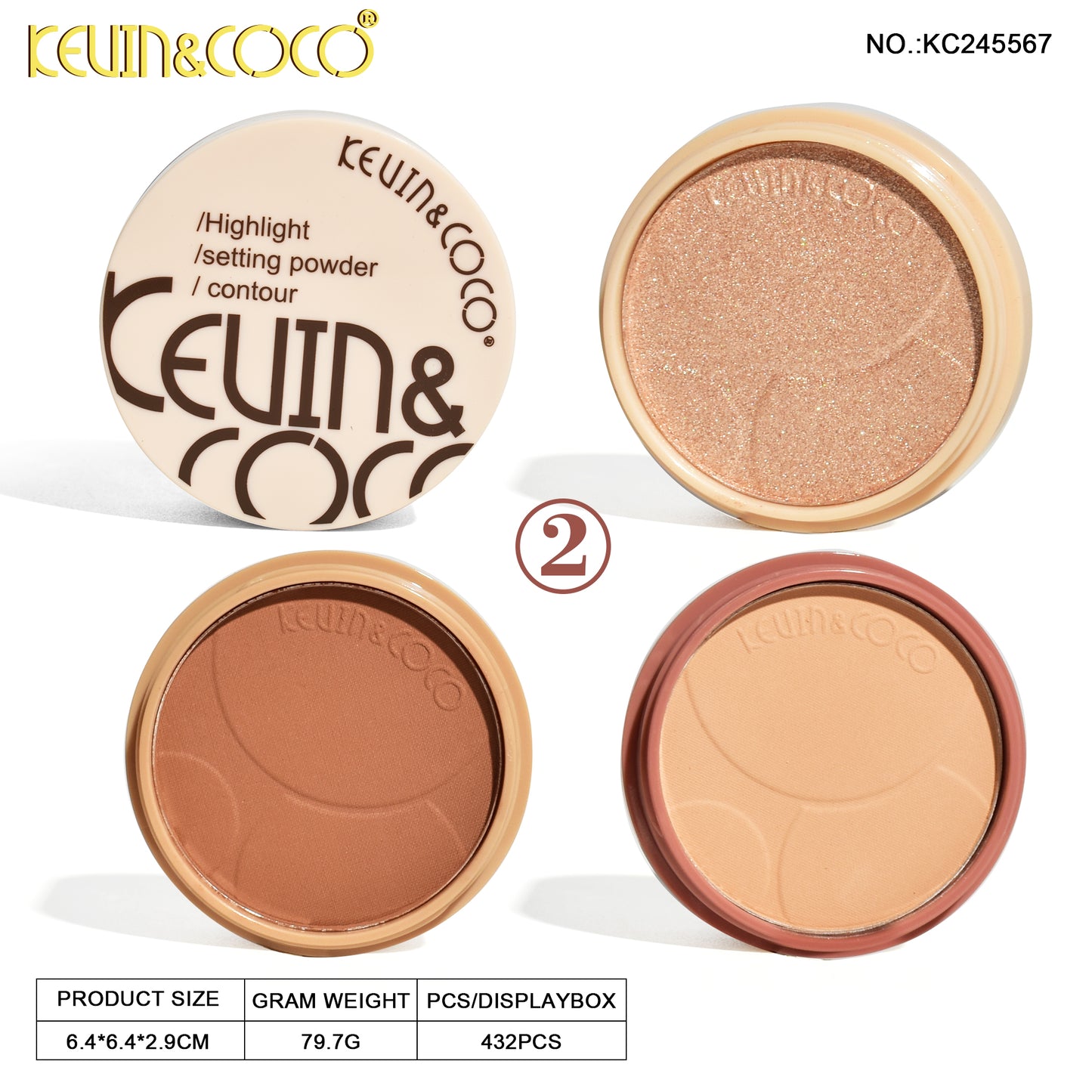 ILUMINADOR/ CORRECTOR CREMOSO/ POLVO COMPACTO KEVIN&COCO  REF:KC245567