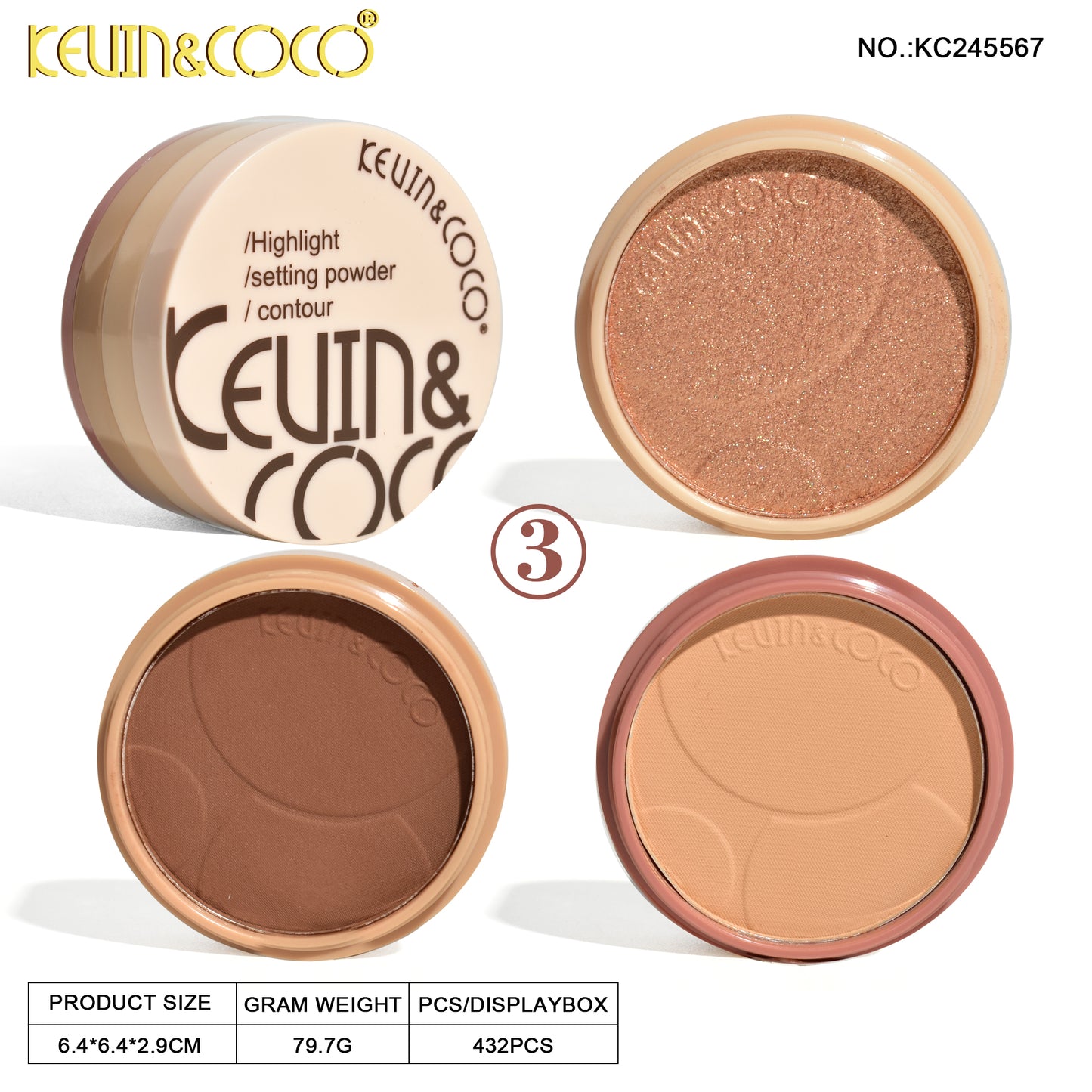 ILUMINADOR/ CORRECTOR CREMOSO/ POLVO COMPACTO KEVIN&COCO  REF:KC245567